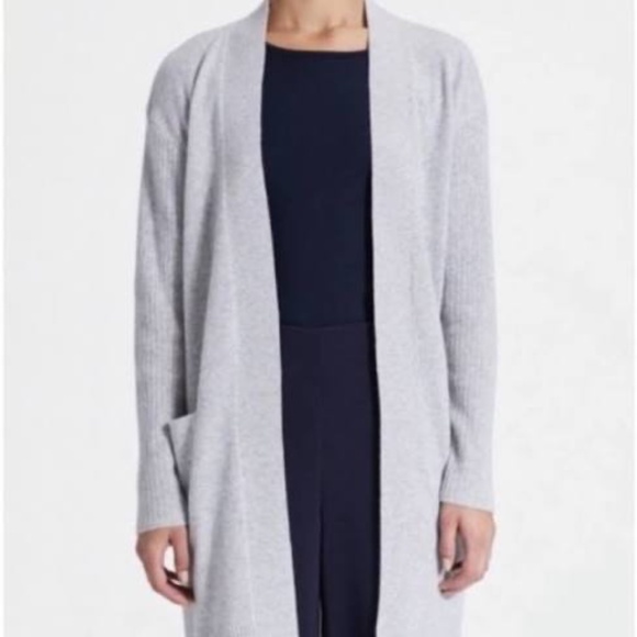 Theory • Rib Sleeve Soft Cashmere Cardigan in Black - Picture 9 of 9